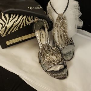 Helen Heart Silver Rhinestone stiletto heels